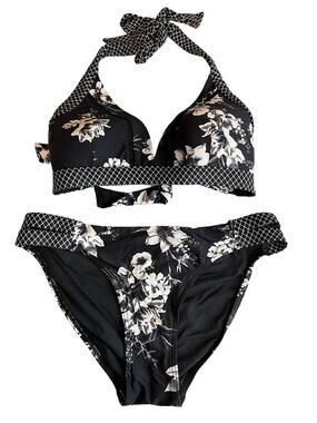 Sea Level Australia Black & White Floral Two Piece Bikini 6 D DD